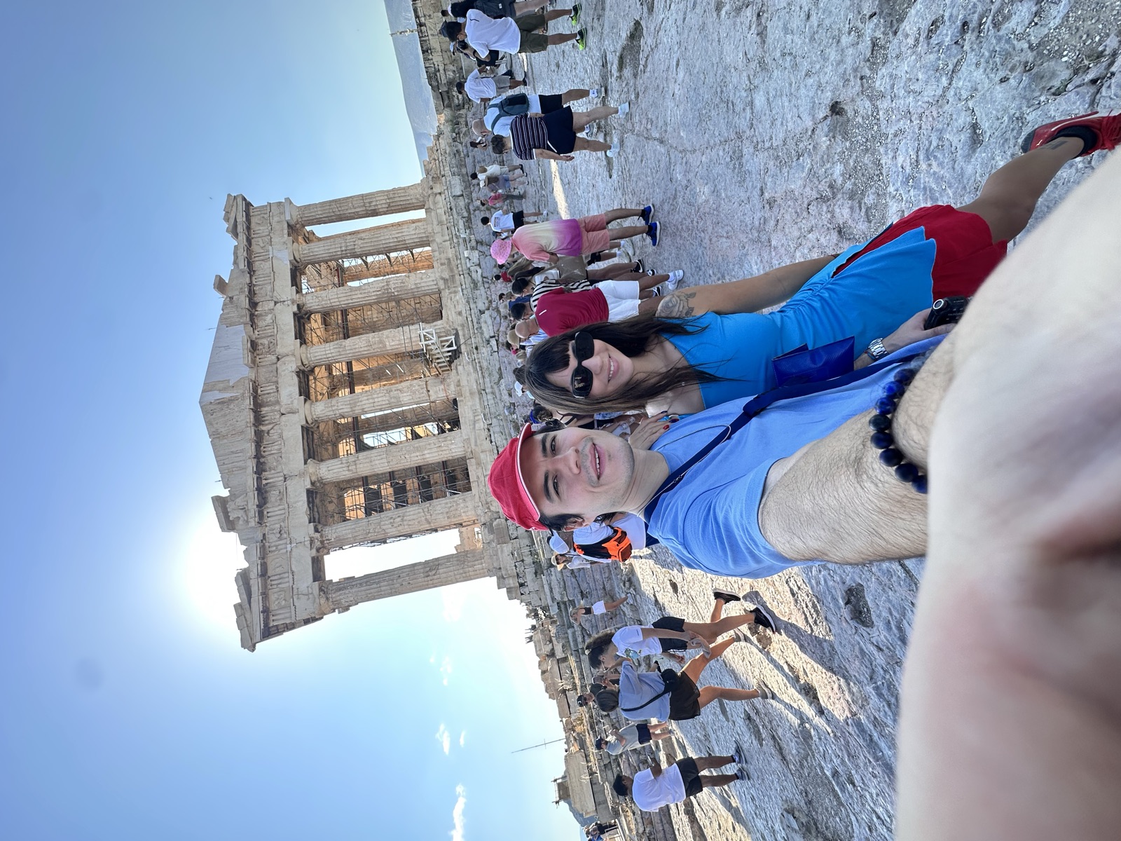 Luís and Dora at the Acropolis, in front of the Parthenon